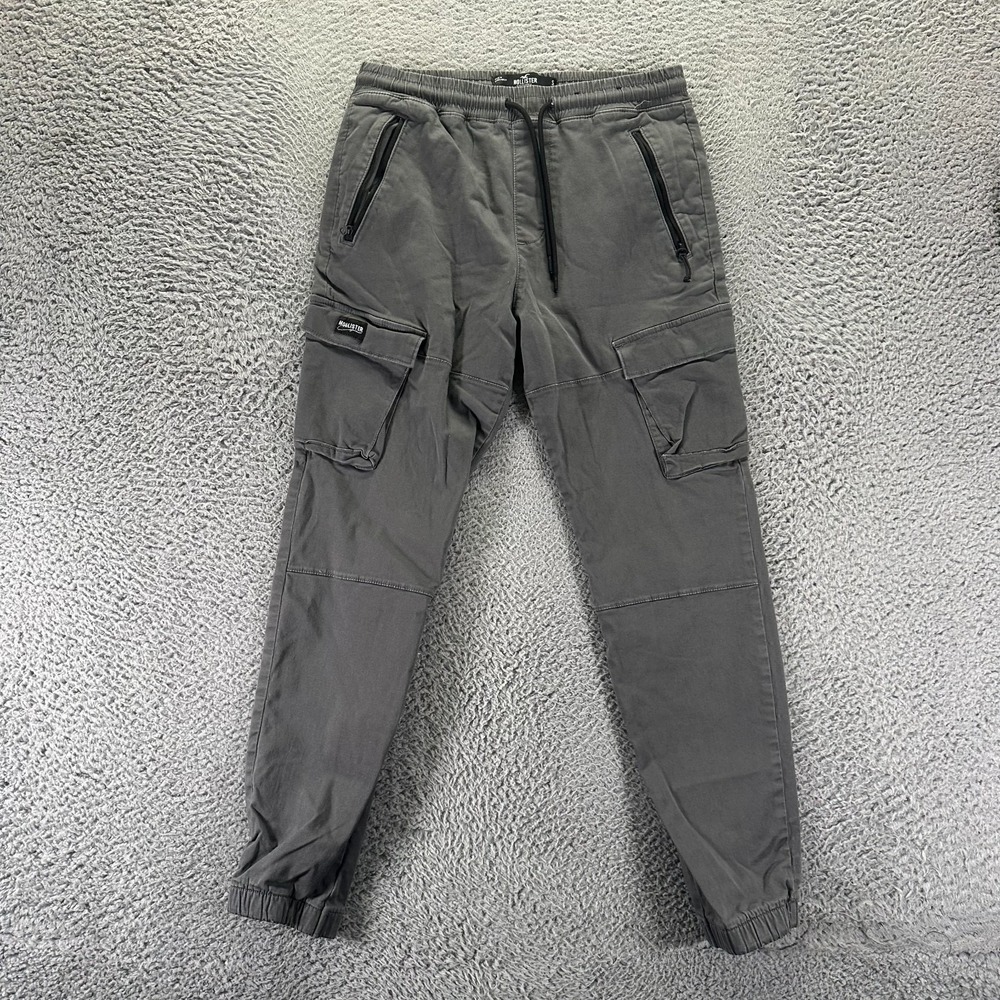 Hollister Pant Men's S Gray Cotton Jogger Skinny Cargo Preppy Travel Stretch